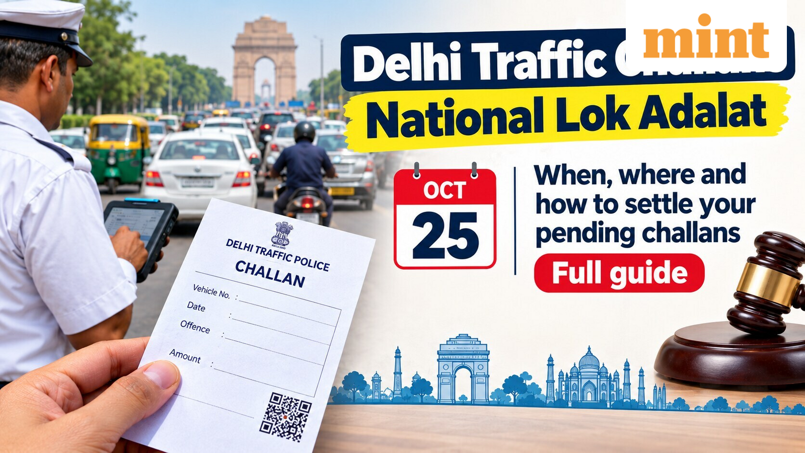 Delhi traffic challans: National Lok Adalat on Oct 25 — Where and how to settle your pending challans | Full guide — Mint India, Bangalore Technology news